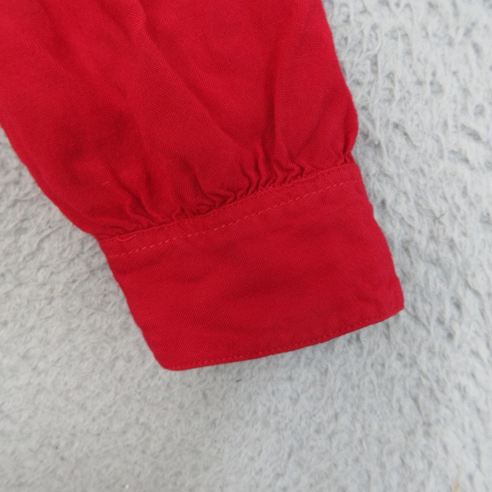 Vintage 90s Huntington Ridge 100% Rayon Shirt Women Red Pleated Soft Drape Work - Picture 8 of 15